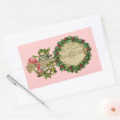 CHRISTMAS BANJO MET MISTLETOES EN HOLLY BERRIES RECHTHOEKIGE STICKER (Envelop)