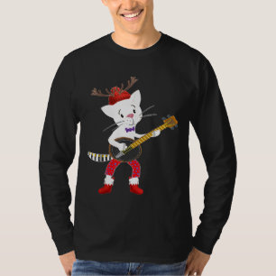 Christmas Banjo Musical Cat Cats Christmas Santa T-shirt