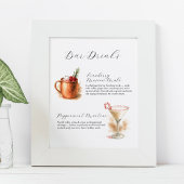 Christmas Bar Signs | Watercolor Cocktails Poster