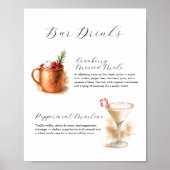 Christmas Bar Signs | Watercolor Cocktails Poster (Voorkant)
