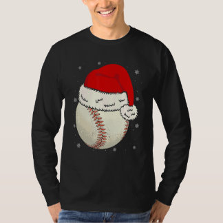 Christmas Baseball Ball Santa Hat Xmas Boys Catche T-shirt