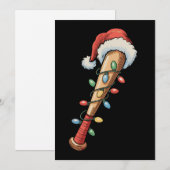 Christmas Baseball Bat Santa Hat Xmas Lights Retro Feestdagenkaart (Voorkant / Achterkant)