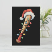 Christmas Baseball Bat Santa Hat Xmas Lights Retro Feestdagenkaart (Staand voorkant)