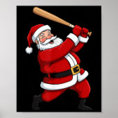 Christmas Baseball Batter Santa Xmas Srt Player Bo Poster (Voorkant)