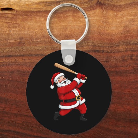 Christmas Baseball Batter Santa Xmas Srt Player Bo Sleutelhanger (Voorkant)