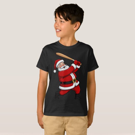 Christmas Baseball Batter Santa Xmas Srt Player Bo T-shirt (Voorkant volledig)