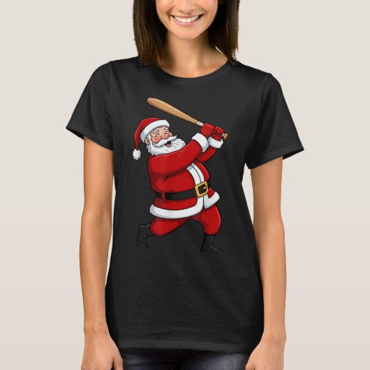 Christmas Baseball Batter Santa Xmas Srt Player Bo T-shirt (Voorkant)