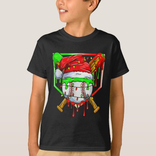 Christmas Baseball Drip For Boys Ice Cream Drip Ba T-shirt (Voorkant)
