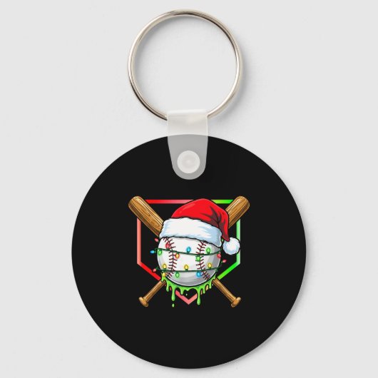 Christmas Baseball Drip Ice Cream Drip Baseball Lo Sleutelhanger (Voorkant)