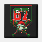 Christmas Baseball Drip Number 67 Player Or 67th B Magneet (Voorkant)