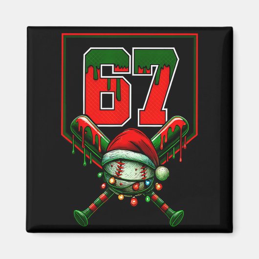 Christmas Baseball Drip Number 67 Player Or 67th B Magneet (Voorkant)