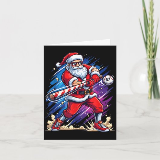 Christmas Baseball Funny Santa Game Day Xmas Boys  Kaart (Voorkant)