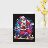 Christmas Baseball Funny Santa Game Day Xmas Boys  Kaart (Gele Bloem)