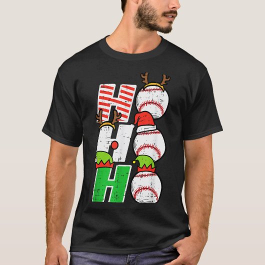 Christmas Baseball Ho Ho Ho Funny Xmas Srts Men Bo T-shirt (Voorkant)