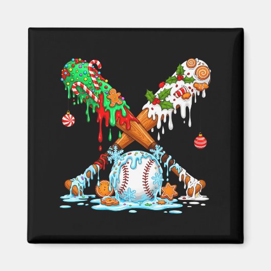 Christmas Baseball Ice Cream Drip Candy Game Day B Magneet (Voorkant)