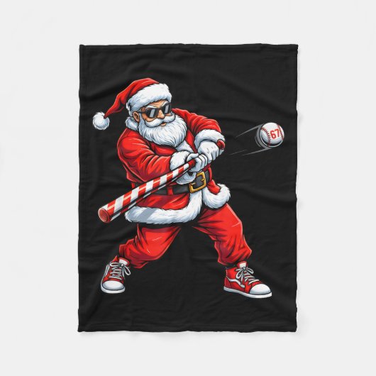 Christmas Baseball Player Santa Funny Xmas Boys Me Fleece Deken (Voorkant)