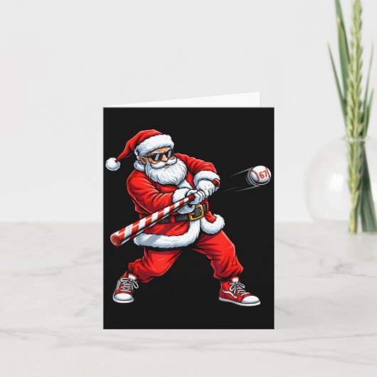 Christmas Baseball Player Santa Funny Xmas Boys Me Kaart (Voorkant)
