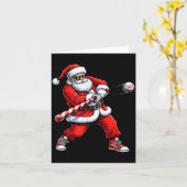 Christmas Baseball Player Santa Funny Xmas Boys Me Kaart (Gele Bloem)