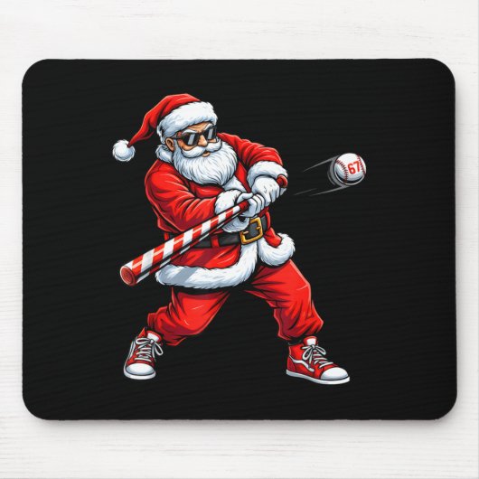 Christmas Baseball Player Santa Funny Xmas Boys Me Muismat (Voorkant)