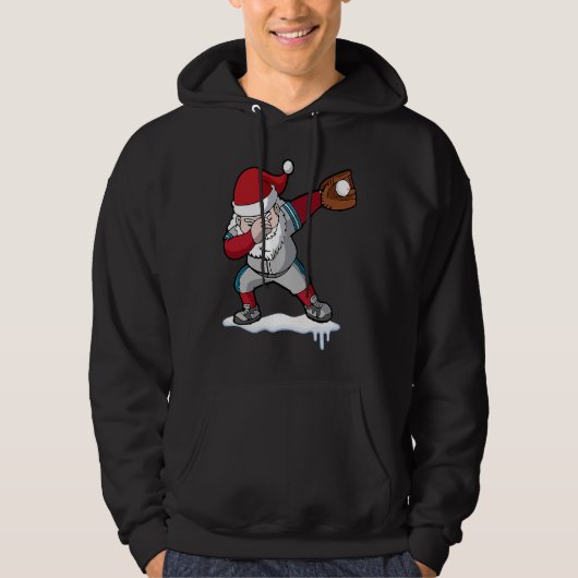 Christmas Baseball Santa Claus Quarterback Boys Ki Hoodie (Voorkant)