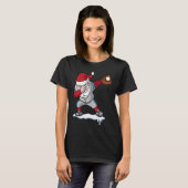 Christmas Baseball Santa Claus Quarterback Boys Ki T-shirt (Voorkant volledig)