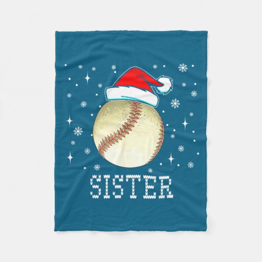 Christmas Baseball Sister Xmas Santa Hat Kids Boys Fleece Deken (Voorkant)