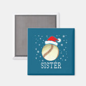 Christmas Baseball Sister Xmas Santa Hat Kids Boys Magneet (Voorkant / Achterkant)