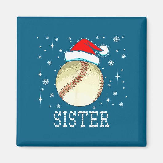 Christmas Baseball Sister Xmas Santa Hat Kids Boys Magneet (Voorkant)