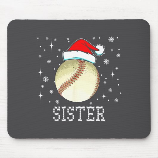 Christmas Baseball Sister Xmas Santa Hat Kids Boys Muismat (Voorkant)