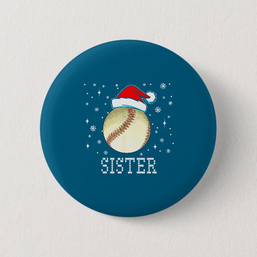 Christmas Baseball Sister Xmas Santa Hat Kids Boys Ronde Button 5,7 Cm (Voorkant)