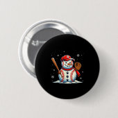 Christmas Baseball Snowman Boys Baseball Christmas Ronde Button 5,7 Cm (Voorkant /achterkant)