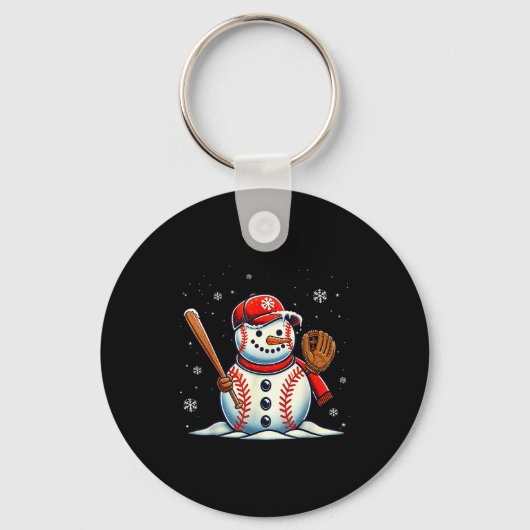 Christmas Baseball Snowman Boys Baseball Christmas Sleutelhanger (Voorkant)