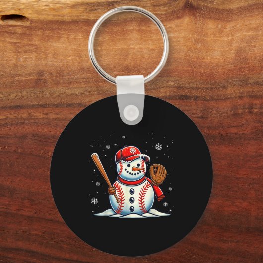 Christmas Baseball Snowman Boys Baseball Christmas Sleutelhanger (Voorkant)