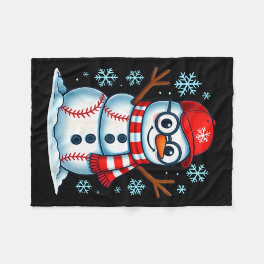 Christmas Baseball Snowman Xmas Pajamas Women Men  Fleece Deken (Voorkant (Horizontaal))