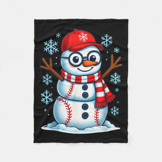Christmas Baseball Snowman Xmas Pajamas Women Men  Fleece Deken (Voorkant)