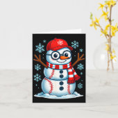 Christmas Baseball Snowman Xmas Pajamas Women Men  Kaart (Gele Bloem)