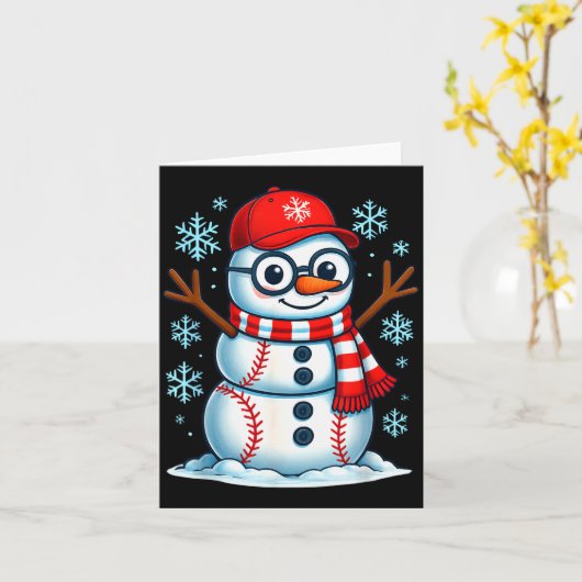 Christmas Baseball Snowman Xmas Pajamas Women Men  Kaart (Gele Bloem)