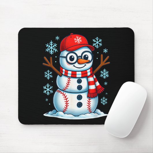 Christmas Baseball Snowman Xmas Pajamas Women Men  Muismat (Met muis)