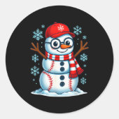 Christmas Baseball Snowman Xmas Pajamas Women Men  Ronde Sticker (Voorkant)