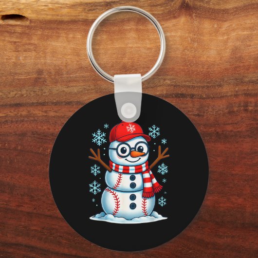 Christmas Baseball Snowman Xmas Pajamas Women Men  Sleutelhanger (Voorkant)