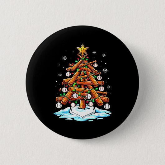 Christmas Baseball Tree Lights Xmas Ronde Button 5,7 Cm (Voorkant)