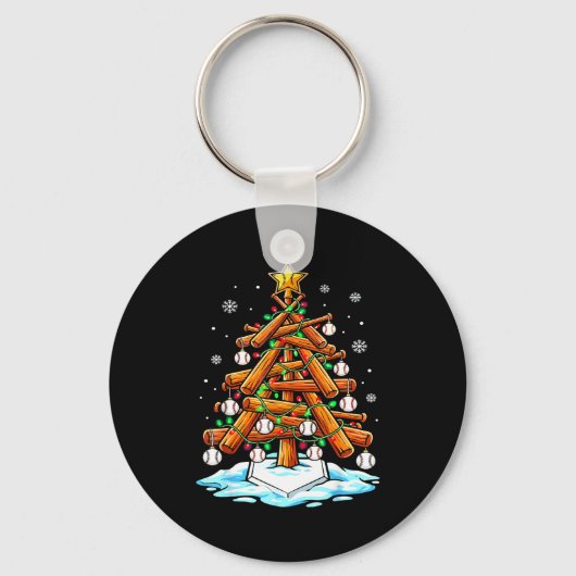 Christmas Baseball Tree Lights Xmas  Sleutelhanger (Voorkant)