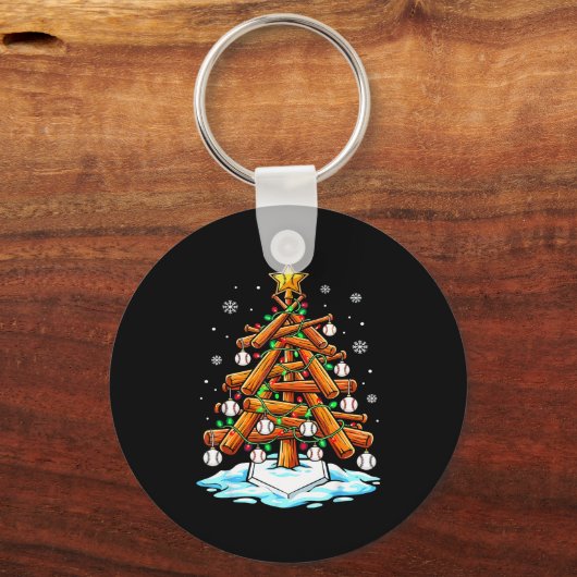 Christmas Baseball Tree Lights Xmas Sleutelhanger (Voorkant)