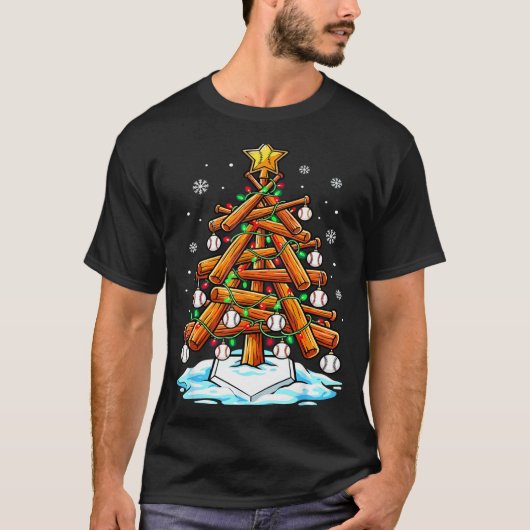Christmas Baseball Tree Lights Xmas  T-shirt (Voorkant)