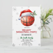 Christmas basketball party invitation kaart (Staand voorkant)