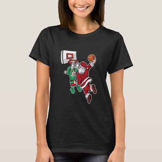Christmas Basketball Player Santa Dunk Xmas T-shirt (Voorkant)
