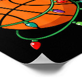 Christmas Basketball Santa Hat Wrapped In Lights H Poster (Hoek)