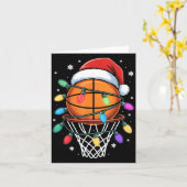 Christmas Basketball Santa Hat Xmas Light Basketba Kaart (Gele Bloem)