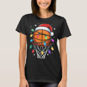 Christmas Basketball Santa Hat Xmas Light Basketba T-shirt (Voorkant)