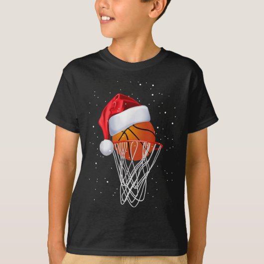 Christmas Basketball Shirt Basketball Santa Snow  (Voorkant)